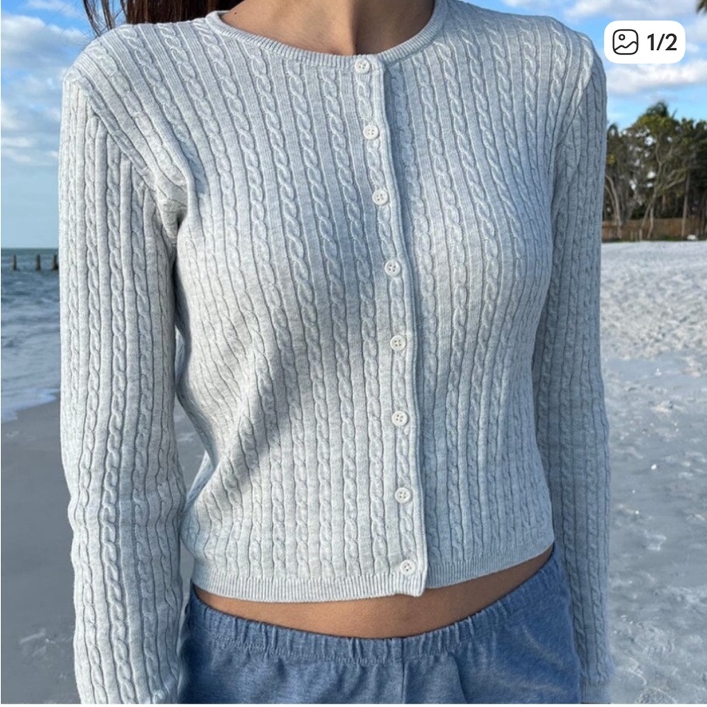 Brandy Melville gray Cable Knit Cardigan